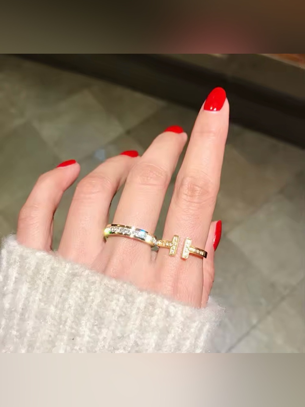 18K Gold Single Row Princess Cut Luxury Diamond I Ring Wedding Bridal No Fade - Picture 5 of 10